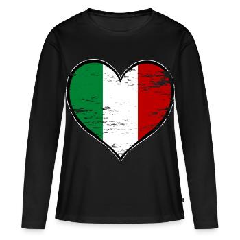 Drapeau du cœur de l’Italie utilisé - T-shirt manches longues Premium bio Femme - noir - Devant - Julia (174cm)