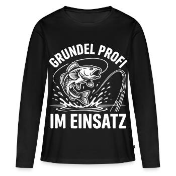 Grundel Profi im Einsatz - Frauen Premium Bio Langarmshirt - Schwarz - Vorne - Julia (174cm)