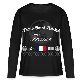 Mont-Saint-Michel Frankreich Streetwear Reise - Frauen Premium Bio Langarmshirt - Schwarz - Vorne - Julia (174cm)