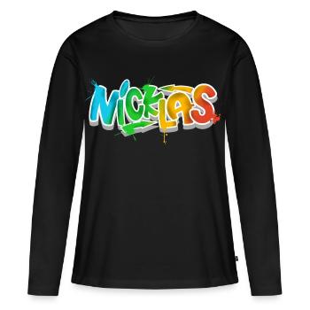 Nicklas - T-shirt manches longues Premium bio Femme - noir - Devant - Julia (174cm)