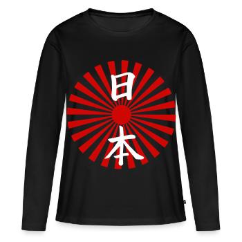 Japon et soleil levant (blanc) - T-shirt manches longues Premium bio Femme - noir - Devant - Julia (174cm)