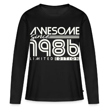 40 ans 40 ans 1986 Vintage Né - T-shirt manches longues Premium bio Femme - noir - Devant - Julia (174cm)