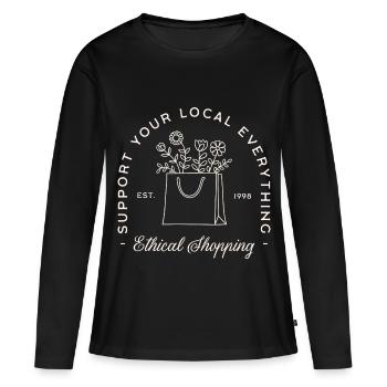 Achetez un soutien local pour acheter de manière éthique - T-shirt manches longues Premium bio Femme - noir - Devant - Julia (174cm)