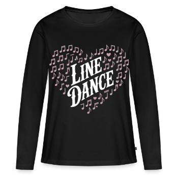 Motif de cœur en ligne - T-shirt manches longues Premium bio Femme - noir - Devant - Julia (174cm)