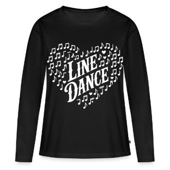 Motif de notes de cœur LineDance - T-shirt manches longues Premium bio Femme - noir - Devant - Julia (174cm)