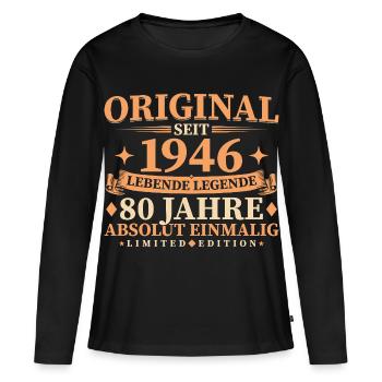 Original 1946 Jahrgang geboren 80. Geburtstag - Frauen Premium Bio Langarmshirt - Schwarz - Vorne - Julia (174cm)