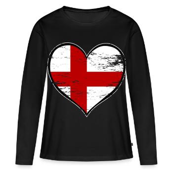 Drapeau du cœur anglais utilisé - T-shirt manches longues Premium bio Femme - noir - Devant - Julia (174cm)