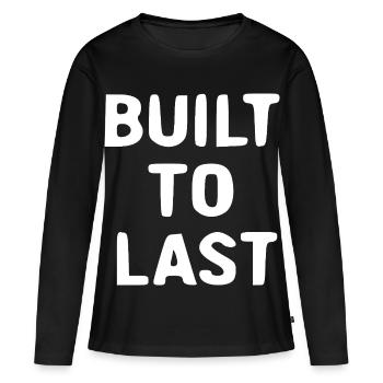 De Bull to Last – Typographie audacieuse - T-shirt manches longues Premium bio Femme - noir - Devant - Julia (174cm)