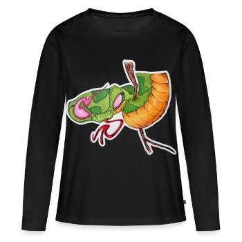 Serpent de Flamme avec Queue Verte, Orange - T-shirt manches longues Premium bio Femme - noir - Devant - Julia (174cm)