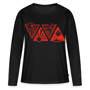 Nature triangulaire rouge - T-shirt manches longues Premium bio Femme - noir - Devant - Julia (174cm)