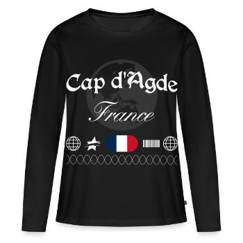 Cap d’Agde Frankreich Streetwear Reise Souvenir - Frauen Premium Bio Langarmshirt - Schwarz - Vorne - Julia (174cm)