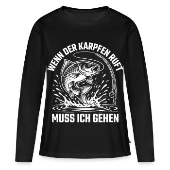 Wenn der Karpfen ruft muss ich gehen - Frauen Premium Bio Langarmshirt - Schwarz - Vorne - Julia (174cm)