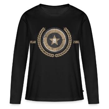 T-shirt Retro Star 18e anniversaire 2008 - T-shirt manches longues Premium bio Femme - noir - Devant - Julia (174cm)