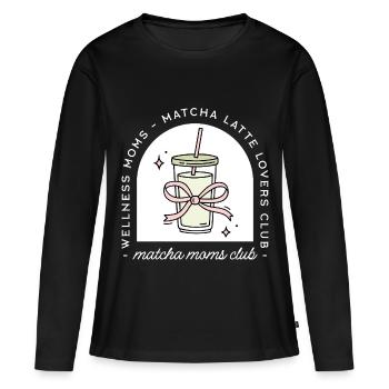 Amateurs de latte club des mamans matcha - T-shirt manches longues Premium bio Femme - noir - Devant - Julia (174cm)