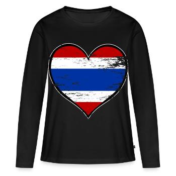 Thailand Herzflagge used - Frauen Premium Bio Langarmshirt - Schwarz - Vorne - Julia (174cm)