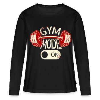 Gym Mode On  Workout-Design - Frauen Premium Bio Langarmshirt - Schwarz - Vorne - Julia (174cm)