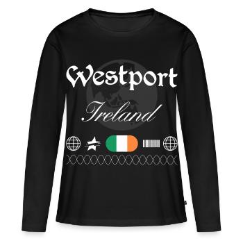 Souvenir de voyage streetwear Westport Ireland - T-shirt manches longues Premium bio Femme - noir - Devant - Julia (174cm)