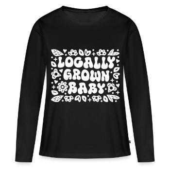 Bébé local grossesse drôle - T-shirt manches longues Premium bio Femme - noir - Devant - Julia (174cm)