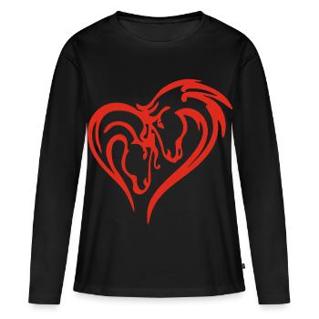 Coeur de cheval (rouge) - T-shirt manches longues Premium bio Femme - noir - Devant - Julia (174cm)