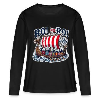 Ro Ro Norvège Viking Ship Football Fan norvégien - T-shirt manches longues Premium bio Femme - noir - Devant - Julia (174cm)