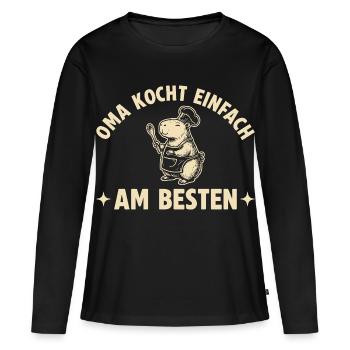 Capybara Oma kocht einfach am besten - Frauen Premium Bio Langarmshirt - Schwarz - Vorne - Julia (174cm)