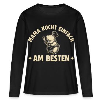 Capybara Mama kocht einfach am besten - Frauen Premium Bio Langarmshirt - Schwarz - Vorne - Julia (174cm)