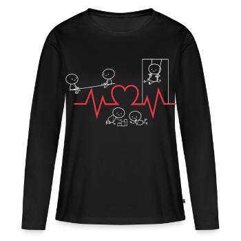 Heartbeat kindergarten teacher children playing daycare saying - Women's Premium Organic Long Sleeve Shirt - black - Front - Julia (174cm)