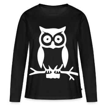 Silhouette de la chouette des forêts sur une branche - T-shirt manches longues Premium bio Femme - noir - Devant - Julia (174cm)