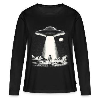 Atterrissage d’OVNI à Mondsee - T-shirt manches longues Premium bio Femme - noir - Devant - Julia (174cm)