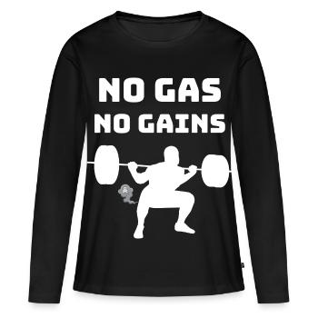 T-shirt de musculation sans gaz - T-shirt manches longues Premium bio Femme - noir - Devant - Julia (174cm)