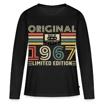 60 Ans 1967 Vintage Rétro Cadeau D'anniversaire - T-shirt manches longues Premium bio Femme - noir - Devant - Julia (174cm)