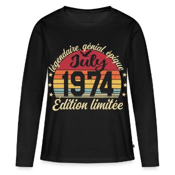 Birthday July 1974 Vintage Gift - Women's Premium Organic Long Sleeve Shirt - black - Front - Julia (174cm)