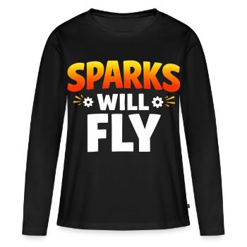 Motif Sparks Will Fly pour femmes et hommes - T-shirt manches longues Premium bio Femme - noir - Devant - Julia (174cm)