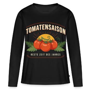 Tomatensaison Frische Retrozeichen - Frauen Premium Bio Langarmshirt - Schwarz - Vorne - Julia (174cm)