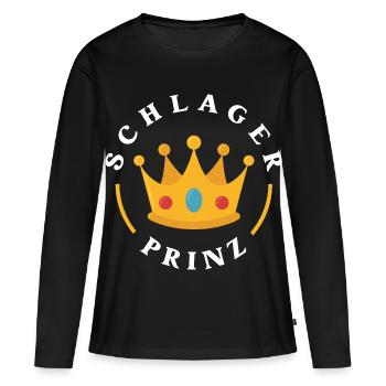 Schlager Prinz Krone Party Festival Konzert Outfit - Frauen Premium Bio Langarmshirt - Schwarz - Vorne - Julia (174cm)
