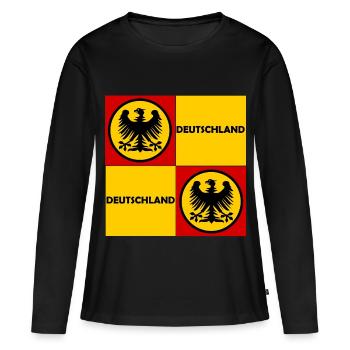 Deutschland Quadrat Wappen - Frauen Premium Bio Langarmshirt - Schwarz - Vorne - Julia (174cm)
