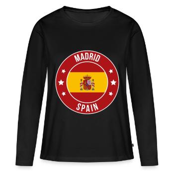 Insigne de Madrid Round Espagne - T-shirt manches longues Premium bio Femme - noir - Devant - Julia (174cm)