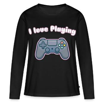 J’adore jouer - Conception de manettes de jeu - T-shirt manches longues Premium bio Femme - noir - Devant - Julia (174cm)