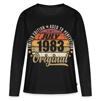 Anniversaire Mythique 1983 Cadeau Vintage 1983 - T-shirt manches longues Premium bio Femme - noir - Devant - Julia (174cm)