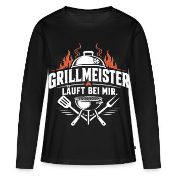 Grillmeister - Läuft bei mir! - Frauen Premium Bio Langarmshirt - Schwarz - Vorne - Julia (174cm)