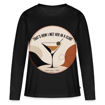 C’est comme ça que je l’ai rencontrée dans un club — père depuis 2005 - T-shirt manches longues Premium bio Femme - noir - Devant - Julia (174cm)
