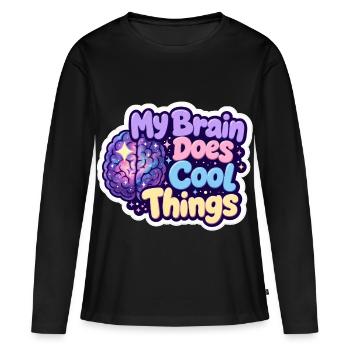 Mon cerveau fait des choses cool - la fierté de la neurodiversité - T-shirt manches longues Premium bio Femme - noir - Devant - Julia (174cm)