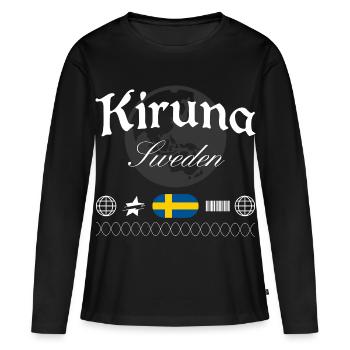 Souvenir de voyage Kiruna Sweden Streetwear - T-shirt manches longues Premium bio Femme - noir - Devant - Julia (174cm)