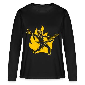 Guitariste en feu - T-shirt manches longues Premium bio Femme - noir - Devant - Julia (174cm)