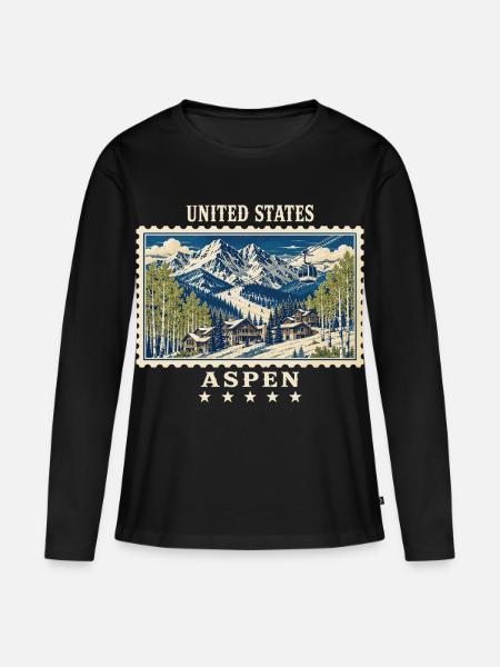 USA Aspen Vintage Travel Mark - Women's Premium Organic Long Sleeve Shirt - black
