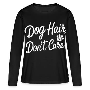 Je me fiche des poils de chien - T-shirt manches longues Premium bio Femme - noir - Devant - Julia (174cm)