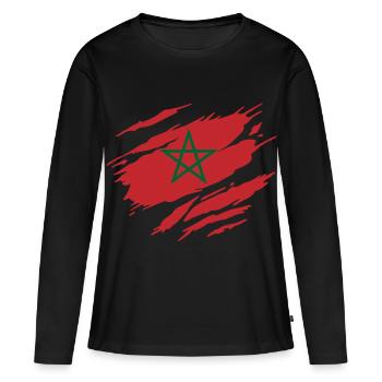 Maroc Drapeau du Maroc marocaine - T-shirt manches longues Premium bio Femme - noir - Devant - Julia (174cm)