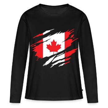 Canada Canadian Flag Canadian Woman - Women's Premium Organic Long Sleeve Shirt - black - Front - Julia (174cm)