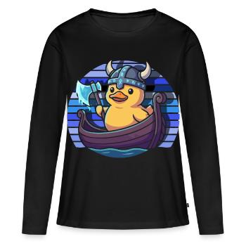 Motifs drôles de canards Citons amoureux de canards - T-shirt manches longues Premium bio Femme - noir - Devant - Julia (174cm)