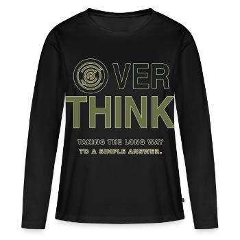 Trop réfléchir – Humour sur la sur-réflexion - T-shirt manches longues Premium bio Femme - noir - Devant - Julia (174cm)